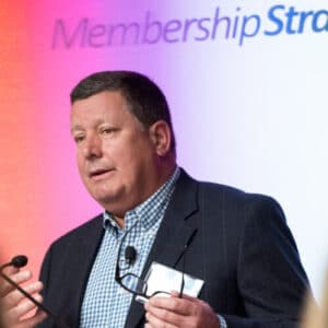 David Algire presenting the membership strategy